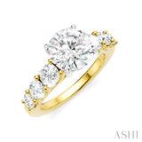 1 1/10 Ctw Round Shape Round Cut Diamond Semi-Mount Engagement Ring in 14K Yellow and White Gold