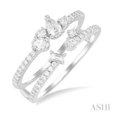 5/8 Ctw Mixed Diamond Cut Fashion Open Ring in 14K White Gold