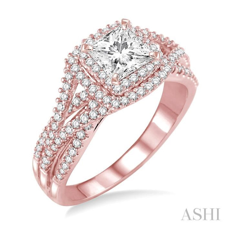 5/8 ctw Diamond Semi-mount Engagement Ring in 14K Rose Gold