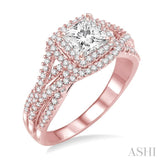 5/8 ctw Diamond Semi-mount Engagement Ring in 14K Rose Gold