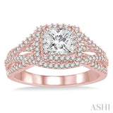 5/8 ctw Diamond Semi-mount Engagement Ring in 14K Rose Gold