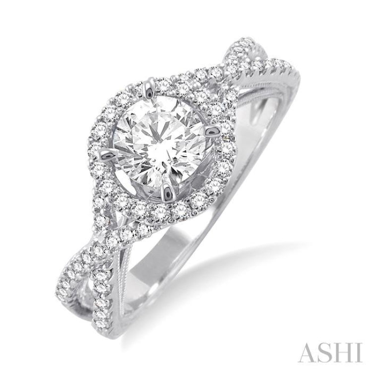 1/3 ctw Round Cut Diamond Semi-Mount Engagement Ring in 14K White Gold