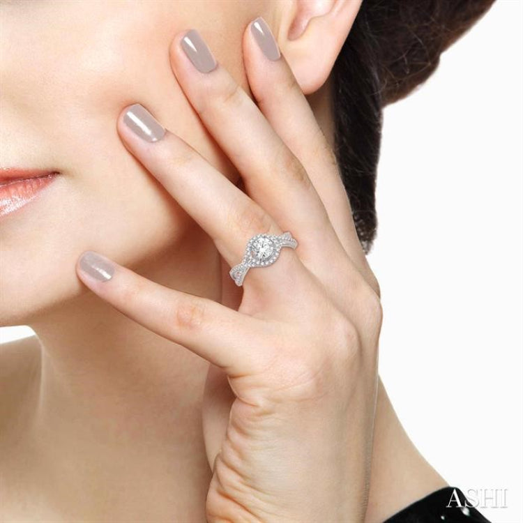 1/3 ctw Round Cut Diamond Semi-Mount Engagement Ring in 14K White Gold