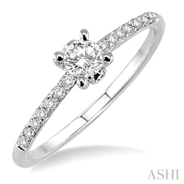 1/6 ctw Round Cut Diamond Semi-Mount Engagement Ring in 14K White Gold