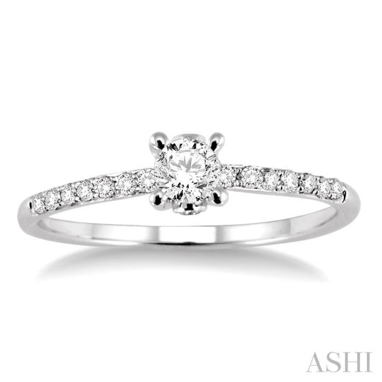 1/6 ctw Round Cut Diamond Semi-Mount Engagement Ring in 14K White Gold