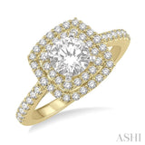 1/4 Ctw Round Cut Semi-Mount Diamond Engagement Ring in 14K Yellow and White Gold
