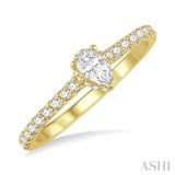 1/5 Ctw Pear Shape Round Cut Diamond Semi-Mount Engagement Ring in 14K Yellow Gold