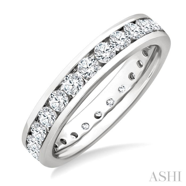 1 1/2 ctw Channel Round Cut Diamond Eternity Wedding Band in 14K White Gold