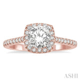 3/4 ctw Diamond Ladies Engagement Ring with 1/2 Ct Round Cut Center Stone in 14K Rose and White Gold