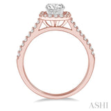 3/4 ctw Diamond Ladies Engagement Ring with 1/2 Ct Round Cut Center Stone in 14K Rose and White Gold