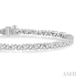 3 Ctw Zigzag Baguette and Round Cut Diamond Bracelet in 14K White Gold