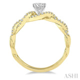 1/5 Ctw Entwined Semi-Mount Round Center Diamond Engagement Ring in 14K Yellow and White Gold