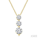 3/4 Ctw Round Cut Diamond Three-Stone Snowman Pendant With Chain in 14K Yellow Gold