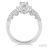 3/4 ctw Diamond Engagement Ring with 3/8 ct Princess Cut Center Stone in 14K White Gold