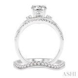1 1/10 ctw Diamond Wedding Set with 1 ctw Round Cut Engagement Ring and 1/6 ctw Wedding Band in 14K White Gold