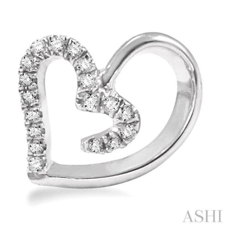 1/10 ctw Round Cut Diamond Heart Shape Earrings in Sterling Silver