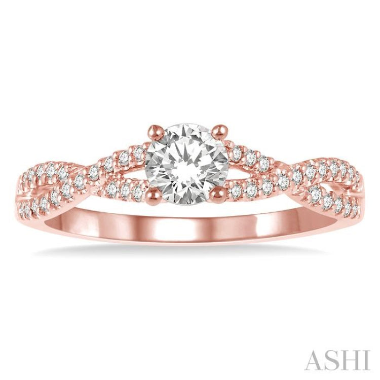 1/6 ctw Diamond Semi-mount Engagement Ring in 14K Rose Gold