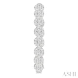 2 Ctw Circular Link Lovebright In-Out Round Cut Diamond Hoop Earring in 14K White Gold