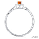 5x3 MM Oval Shape Citrine and 1/20 Ctw Single Cut Diamond Halo Semi-Precious Ring in 14K White Gold