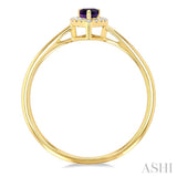 5x3 MM Pear Shape Amethyst and 1/20 Ctw Single Cut Diamond Halo Semi-Precious Ring in 10K Yellow Gold