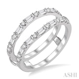 1/2 ctw Baguette and Round Cut Diamond Insert Ring in 14K White Gold