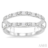 1/2 ctw Baguette and Round Cut Diamond Insert Ring in 14K White Gold