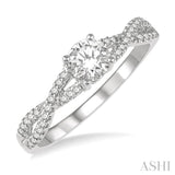 3/8 ctw Diamond Engagement Ring with 1/4 ct Round Cut Center Stone in 14K White Gold