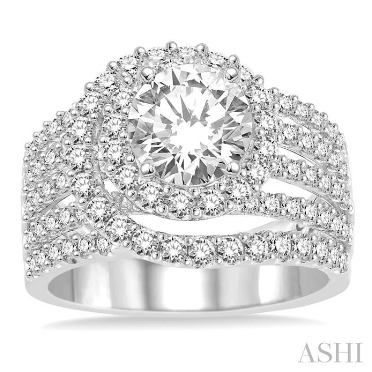 1 3/8 ctw Diamond Semi-mount Engagement Ring in 14K White Gold