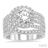 1 3/8 ctw Diamond Semi-mount Engagement Ring in 14K White Gold