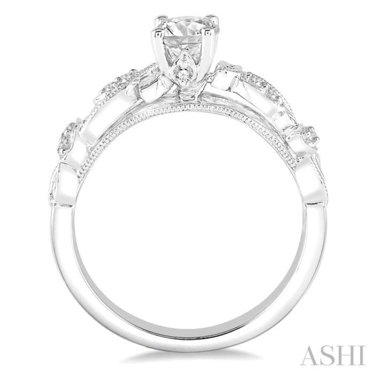 1/3 ctw Diamond Engagement Ring with 1/5 ct Round Cut Center Stone in 14K White Gold