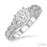 1/3 ctw Round Cut Diamond Lovebright Engagement Ring in 14K White Gold