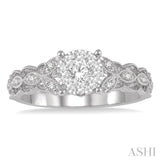 1/3 ctw Round Cut Diamond Lovebright Engagement Ring in 14K White Gold
