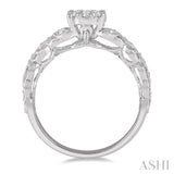 1/3 ctw Round Cut Diamond Lovebright Engagement Ring in 14K White Gold