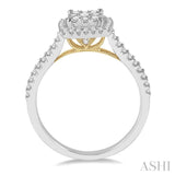1/2 ctw Round Diamond Lovebright Halo Engagement Ring in 14K White and Yellow Gold
