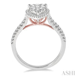 1/2 ctw Pear Shape Round Cut Diamond Lovebright Ring in 14K White and Rose Gold