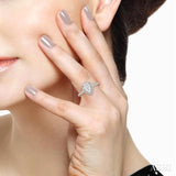 1/2 ctw Pear Shape Round Cut Diamond Lovebright Ring in 14K White and Rose Gold