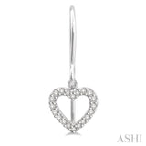 1/6 ctw Hollow Cut Heart Charm Round Cut Diamond Petite Earrings in 10K White Gold