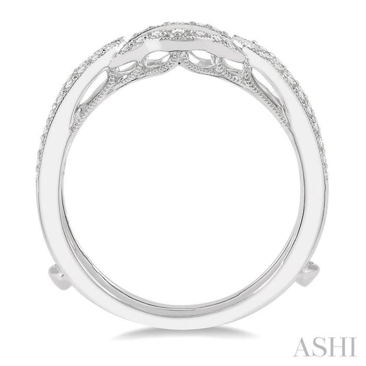1/3 ctw Crown Center Round Cut Diamond Insert Ring in 14K White Gold