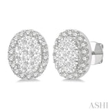 1/2 ctw Oval Shape Lovebright Round Cut Diamond Stud Earrings in 14K White Gold