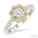 1/3 Ctw Star Shape Lovebright Round Cut Diamond Ring in 14K White and Yellow Gold