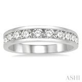 1 ctw Channel Set 11 Stone Round Cut Diamond Wedding Band in 14K White Gold