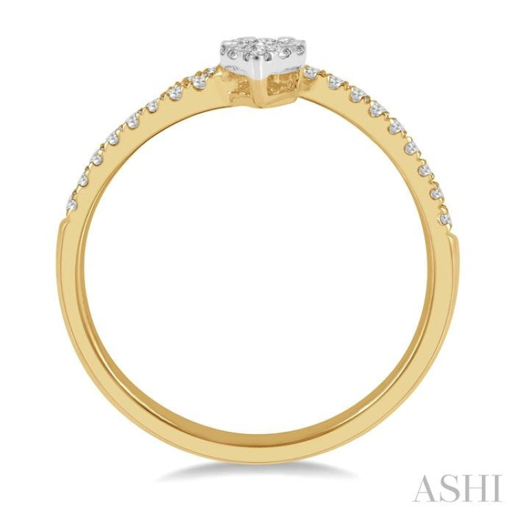 1/4 Ctw Open-End Pear Mount Lovebright Round Cut Diamond Ladies Ring in 14K Yellow and White Gold