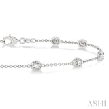 1 Ctw Round Cut Diamond Circular Mount Station Bracelet in 14K White Gold