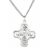 Sterling Silver 25x24 mm Four-Way Cross Medal 24