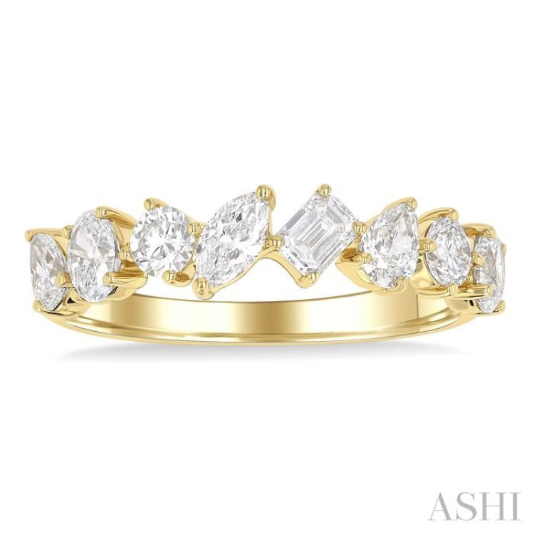 1 1/10 Ctw Mixed Shape Diamond Fashion Band in 14K Yellow Gold