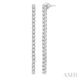 2 ctw Single Line Drop Round Cut Diamond Tennis Earring in 14K White Gold