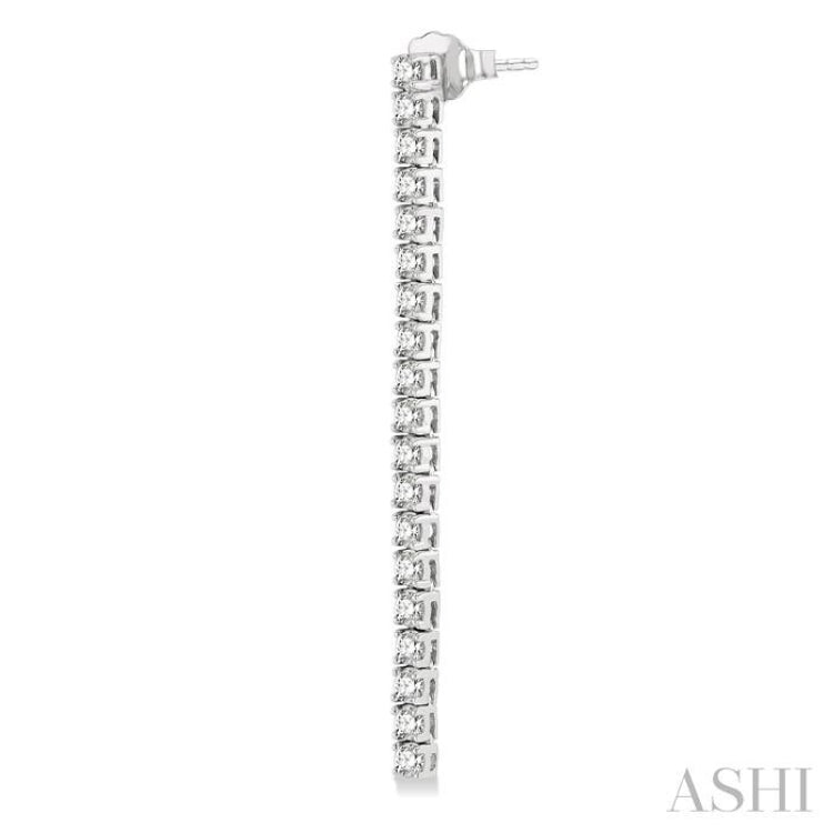 2 ctw Single Line Drop Round Cut Diamond Tennis Earring in 14K White Gold