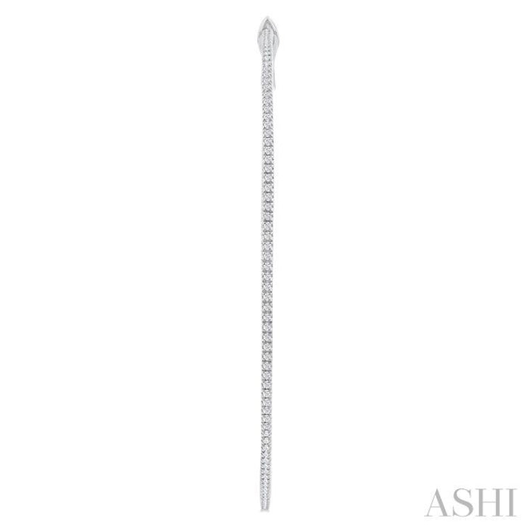 1 1/2 ctw Inside & Outside Round Cut Diamond Hoop Earring in 14K White Gold