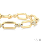 1 1/10 Ctw Round Cut Diamond Paper Clip Link Fashion Bracelet in 14K Yellow Gold