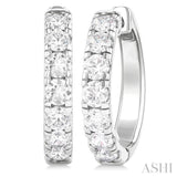 2 Ctw Round Cut Diamond Hoop Earrings in 14K White Gold